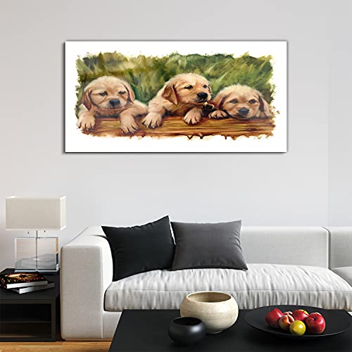 Tableau acrylique 120x60cm chiens dans l'herbe décoration murale Coloray - 3