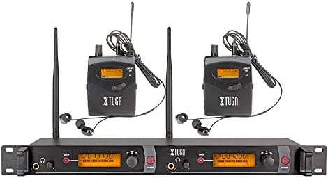 XTUGA RW2080 Whole Metal Wireless in Ear Monitor System 2 Channel 2 Bodypack Monitoring with in Earphone Wireless Monitor Type Used for Stage or Studio