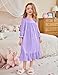 Arshiner Girls Nightgowns Long Sleeve Pajama Dress Cute Ruffle Sleepwear Soft Night Gowns Light Purple 5-6 Years
