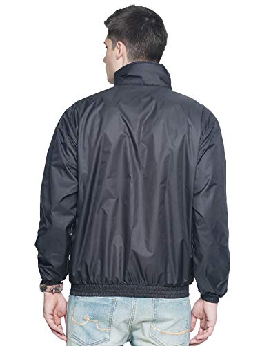 Image of OJASS Mens OJASS Jacket for Men,Lightweight & Wind-Resistant with Reflective Bike Jacket for Man High Neck Relaxed Fit-Stylish Windbreaker for Outdoor & Biking Black With Grey