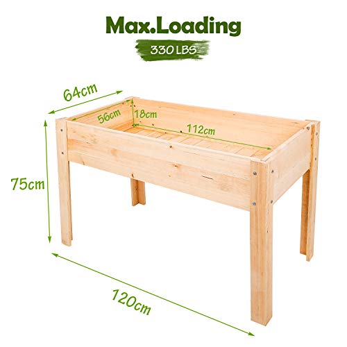 BAHOM Large Raised Garden Bed with Legs Elevated Standing Planter Grow Box Wood for Vegetables Fruits Herbs Flowers with Drainage Outdoor Patio Balcony Backyard