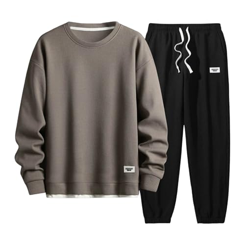 ジャージ メンズ 上下セット プルオーバー 大きいサイズ セットアップ スウェット ゆったり ランニングウェア トレーナー 吸汗速乾 ファッション スウェットパンツ カジュアル 室内着 筋トレ 春秋冬用(XL,ブラウン)