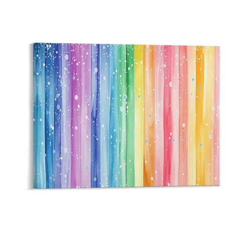 SNRLZUY Wall Art Decor, Rainbow Vertical Stripes Picture Canvas Print Wall Art Framed Poster Painting for Home Home Bedroom Decor 8'x10'