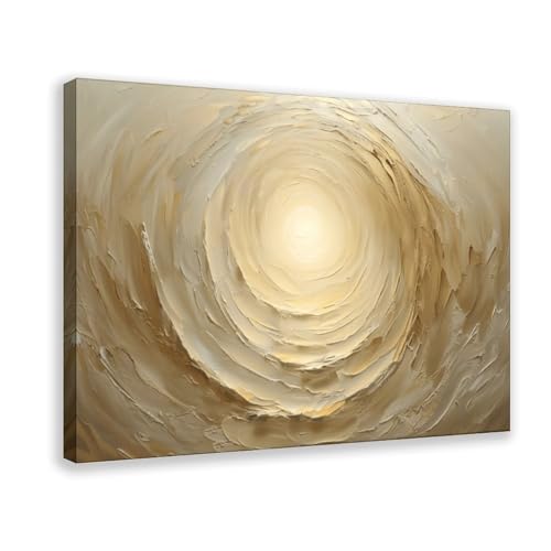Abstract Gold Swirl Textured Wall Art, Neutral Impasto Oil Painting Canvas Print, Modern Minimalist Wabi-Sabi Wall Decor for Living Room Bedroom