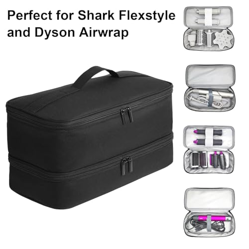 GENCAM Double-Layer Carrying Case for Shark Flexstyle, Travel Case for Shark 430/440 Flexstyle or SpeedStyle, Portable Storage Case for Shark Flexstyle FlexFusion/Dyson Airwrap Styler and Attachments