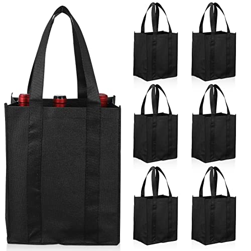 Zerodeko 6 Stück Weinbeutel Für 6 Flaschen Mit Trennwand Weinträger Tragetaschen Weinflasche Geschenktüten Weinflaschenträger Wiederverwendbare Einkaufstüten Für Reisen Camping Picknick Cover