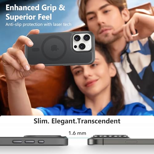 Image of MOCCA Magnetic Shockproof for iPhone 14 Pro Case,Titanium Black | 13ft Drop Tested | Compatible with MagSafe | Anti-Slip Matte Finish | Raised Camera & Screen Lip | Ultra-Slim Design