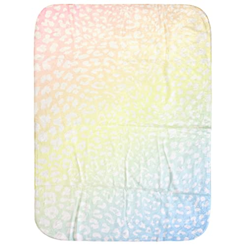 College Covers Everything Comfy Leopard Print Decorative Baby Throw Blanket, 30x40 Inch, Pastel Gradient/White