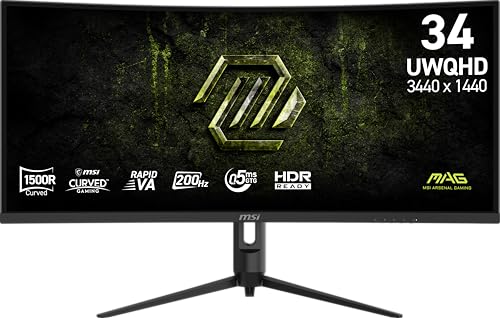 Image of MSI MAG 342CQRF E20 34-Inch UWQHD (1500R) Gaming Monitor, 3440 x 1440 Rapid VA, 200Hz, 0.5ms