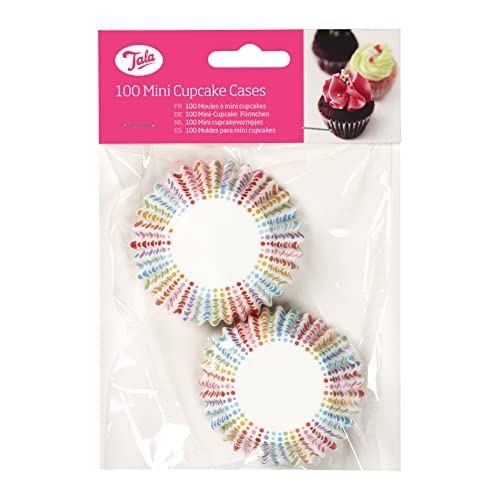 Tala 100 Rainbow Design Mini Cupcake Cases 9cm Diameter Perfect for Smaller Shallow Cupcakes and Fairy Cakes Ideal for Birthdays and Celebrations