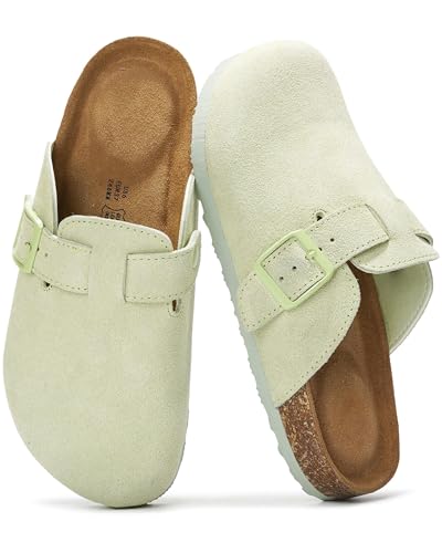 Image of 100% Genuine Leather Slip-on Footbed Clogs for Women - Fall Shoes for Women