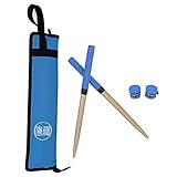 Shengshou 太鼓の達人 専用マイバチ 収納ケース付き 木製 テーパー加工 交換用グリップ*2 アーケードゲーム AC専用 wii 特性グリップ ドン 連打 高得点 5色 (ブルー)