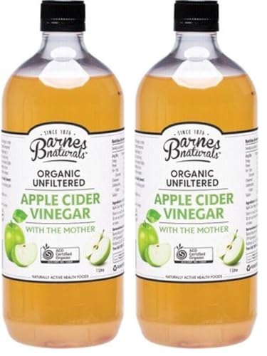 Barnes Naturals Organic Unfiltered Apple Cider Vinegar with The Mother 1 Litre (Pack of 2)