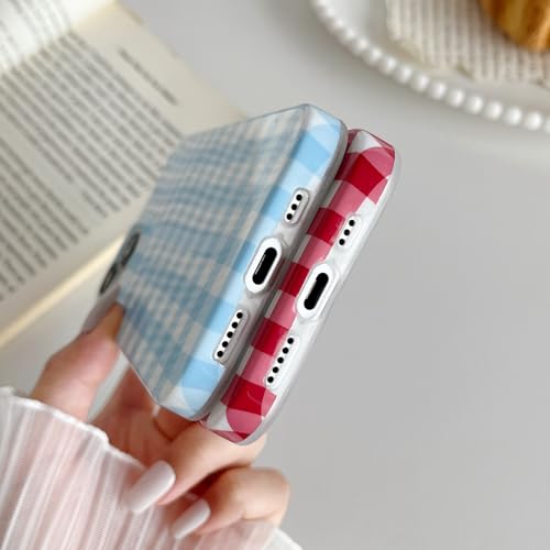Skyseaco Blue Gingham Phone Case for iPhone 15, Shockproof TPU Cover - image 5