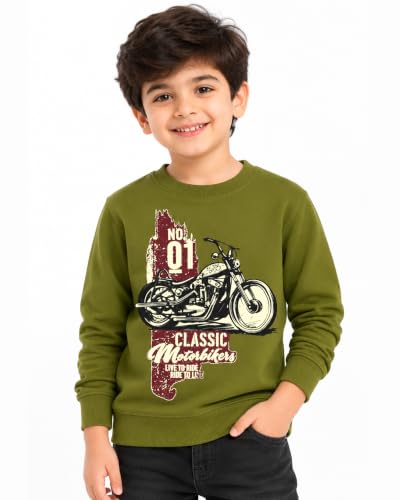 Image of Kuchipoo Boys Regular Fit Graphic Printed Full Sleeve Round Neck Winterwear Sweatshirt