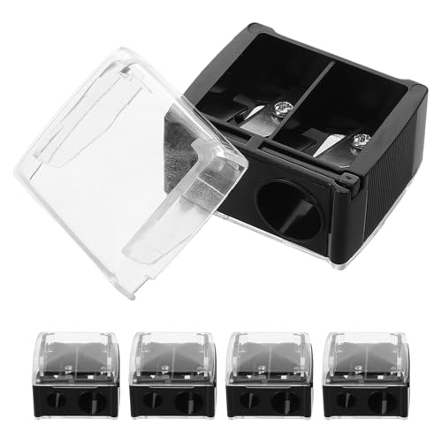 Hohopeti 5pcs Dual Hole Makeup Pencil Sharpener Set with Small and Large Openings, Manual Eyeliner and Lip Liner Sharpener for Women’s Cosmetic and Eyebrow Pencils, Portable Beauty Tool