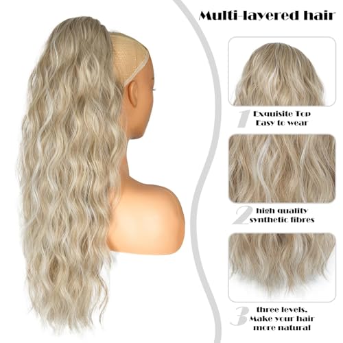 ZQIAN BEAUTY Ponytail Extension for Black Women, 26 inch Drawstring Ponytail Extension, Wavy Pony Tails Hair Extensions - Image 4