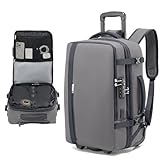 Fanwoli Rolling Vacuum Backpack Travel with One-Button Compression, Expandable Carry-On Suitcase Luggage, Approved TSA Lock & Water-Proof Laptop Compartment for Outdoor/Family/Business Trips