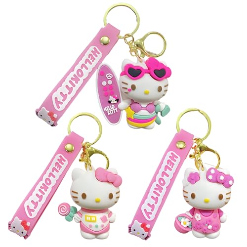 NBHUZEHUA 3pc Cute Keychains for Backpack Kids Girls Women Car Keys Wallet Purse Bag Charm Keychain Kawaii Key Chain