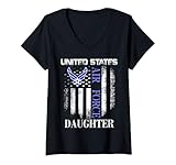 Mujer Vintage Estados Unidos Fuerza Aérea Hija Con Bandera Americana Camiseta Cuello V