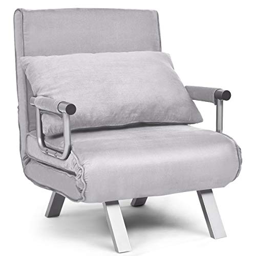 Giantex Convertible Sofa Bed Folding Arm Chair Sleeper with Pillow, Best Chamois Cover-Soft
