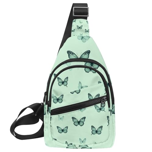 Sac à dos à bandoulière papillons verts pour sport et voyage homme femme