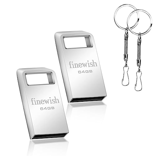Memoria USB 2.0 64gb [2 Unidades] Mini Pendrive 64GB USB 2.0 Impermeable USB 2.0 Flash Drive 64 GB Computadoras, Tabletas Almacenamiento de Datos Externo (Plata * 2 Pack)