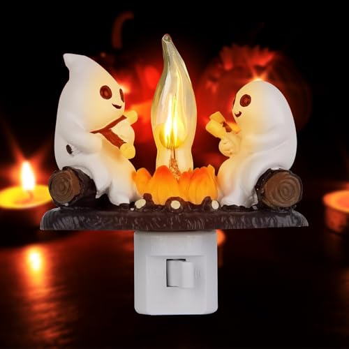 oyeftp Ghost Campfire Flickering Night Light Ghosts Campfire Flicker Flame Halloween Nightlight 3D LED Campfire Night Light Halloween Nightlight Indoor Figurine Lamps Easter Basket Stuffers