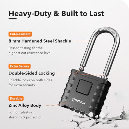 Robustes wetterfestes Vorhängeschloss mit Zahlencode – 4-stelliges Zahlenschloss mit langem Bügel für Tore, Zäune, Schuppen, Garagen, Garten & Spinde – 1er Pack, Schwarz