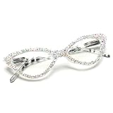 bullabulling Cat Eye Crystal Rhinestone Reading Glasses for Women Sparkling Eyewear Female Trendy bling Diamond Reader (AB diamond, 2.0, x)