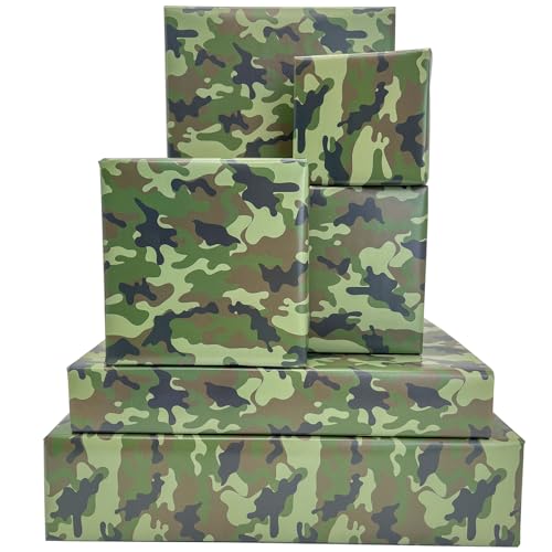 Dtiafu 6 Pcs Camouflage Wrapping Paper - Birthday Wrapping Paper for Men Boys - Classic Camo Design - 20 X 28 Inch Per Sheet