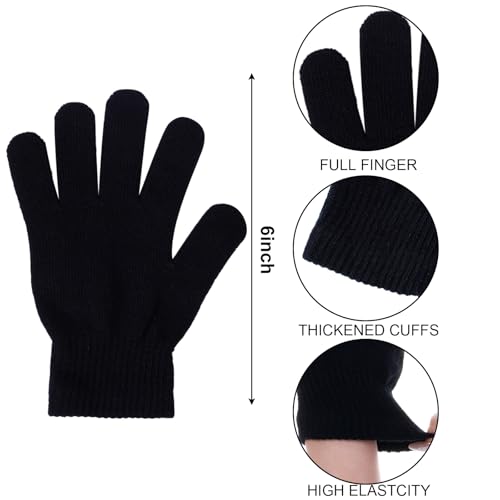 Image of 6 Pack Winter Hats and Gloves Beanies Hat and Glove Set Warm Beanies Hat Elasticity Full Finger Glove for Cold Weath