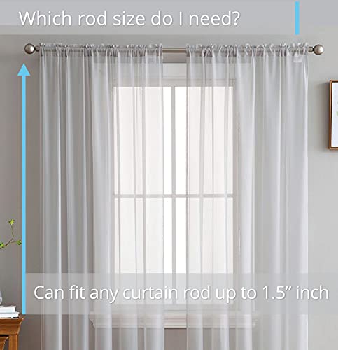 Hlc.me Silver Grey Sheer Voile Window Treatment Rod Pocket Curtain Panels For Kitchen, Bedroom And Living Room (54 X 95 Inches Long, Set Of 2) #TOP1