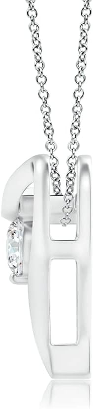 ERAA Jewel 1.0 CT Round Colorless Moissanite Engagement Pendant, Wedding Bridal Pendant, Eternity Sterling Silver Solid Diamond Solitaire -Prong Anniversary Promise Gifts for Her