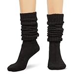 [Mmlnrc] 靴下 レディース 厚手 冬 防寒 ルームソックス 2重編み ポカポカ あったか 冷え対策 吸湿発熱 ハイソックス 裏起毛 ルーズソックス 冷え取り あったか靴下 温活グッズ クリスマスプレゼント (ブラック, F)