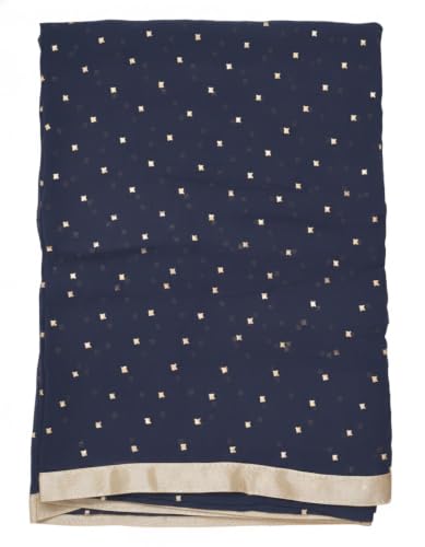 Image of YOUTHQUAKE Women's Golden Printed Chiffon Dupatta With Four Side Golden Lace