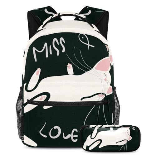 Sac à dos de jour multicolore Yellow Cat avec pochette de rangement pour étudiant