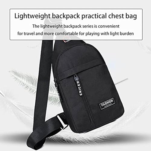 Generic 2pcs Men Women Small Crossbody Chest Bag Multipurpose Sling Purse One Strap Travel Sports Bag With Earphone Hole, Black3