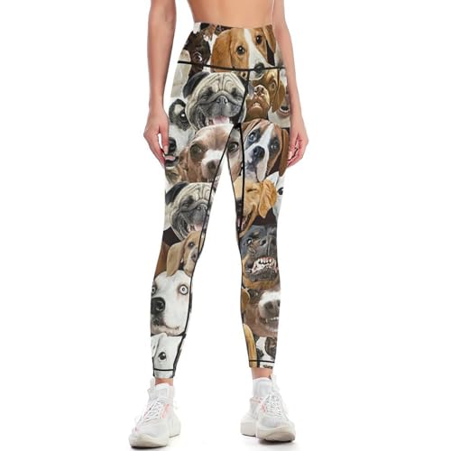 Ficihp Dog Printed Leggings for Women High Waisted Tummy Control Yoga Pants Workout Running Leggings Tights L, Style-18