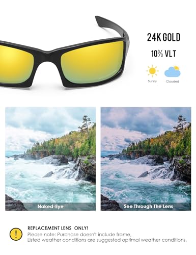 Image of BLAZERBUCK Anti-salt Polarized Replacement Lenses for Oakley Fives Squared(4+1) OO9238 Sunglasses - 24K Gold
