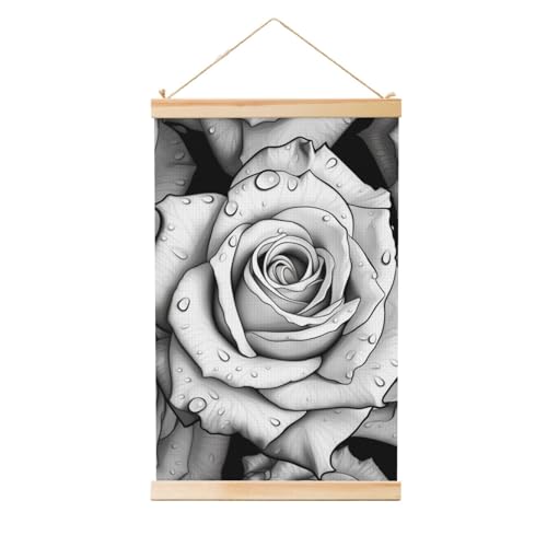 Impression sur toile vintage salon avec cintre en bois noir et blanc rétro