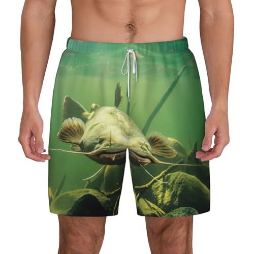 Short de bain homme imprimé poisson-chat pour la plage et le surf