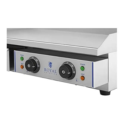 Royal Catering RCEG-75 Elektro-Grillplatte 2 x 2.200 W 72,5 cm breit Spritzschutz Grillplatte Griddleplatte Bräter Bratplatte Griddle Elektrogrill – Bild 3