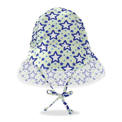 KLL Toddler Baby Beach Hats Baby Boys Bucket Hats Girl UPF 50+ Wide Brim Beach Essentials Blue Stars Dot Yellow
