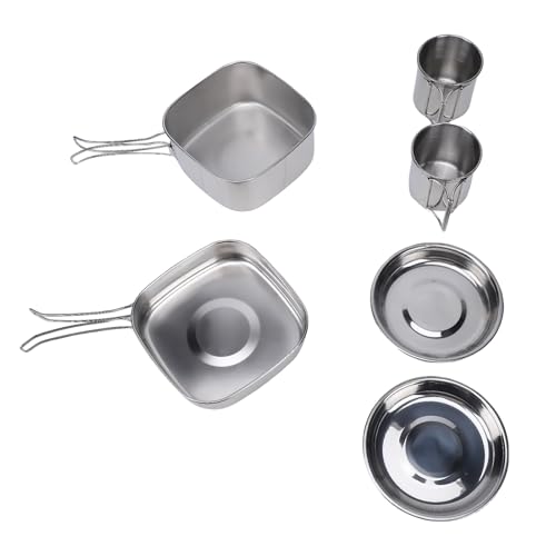Ensemble de cuisine de camping portable en acier inoxydable durable 6 pcs - 4