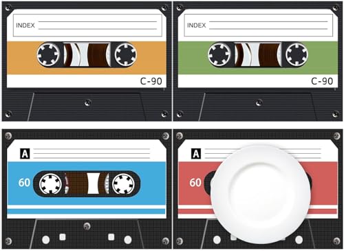 50 tovagliette di carta cassetta, tovagliette di carta a cassetta Hip Hop, tovagliette usa e getta 40 x 28 cm, tema retrò anni '70, '80, '90 per cucina, tavolo da pranzo, compleanno, festa