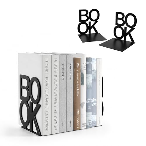 Image of 2 Heavy Duty Metal Bookends for Books | File, CD, Book Holder, & Durable Book Stand for Home, Office, School & Study Table Heavy Duty bookends (Set of 2) (Books)