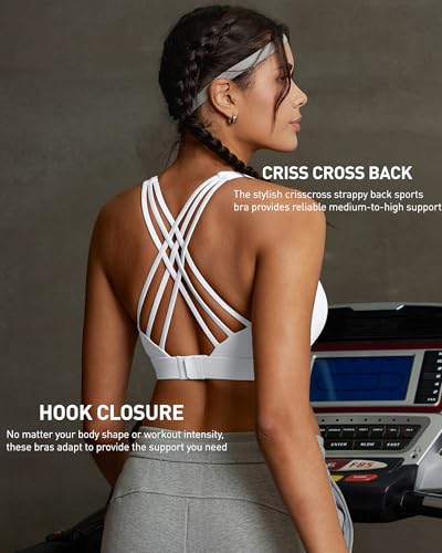Image of RUNNING GIRL Sports Bras for Women,Crisscross Back High Impact Sports Bra with Hook Closure Workout Supportive Bra