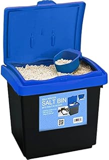 Rock Salt Storage Bin - Grit Spreading Store Plastic Container Box with Scoop for Rock Salt or White Salt for De-icing Paths and Driveways (30 LITRE)