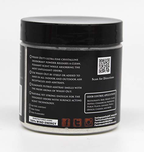 Whiff Out Classic - 6 0Z. Deodorant Powder & Ashtray Deodorizer Designed To Eliminate Ashtray And Smoking Receptacle Odors Caused By Cigarettes & Cigars #TOP1